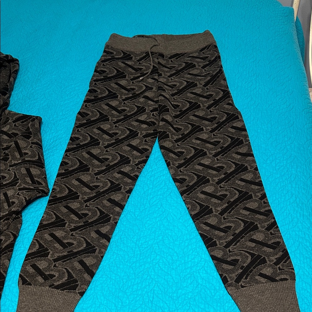 Burberry Kids' Black and Brown Patterned Joggers with hoodie